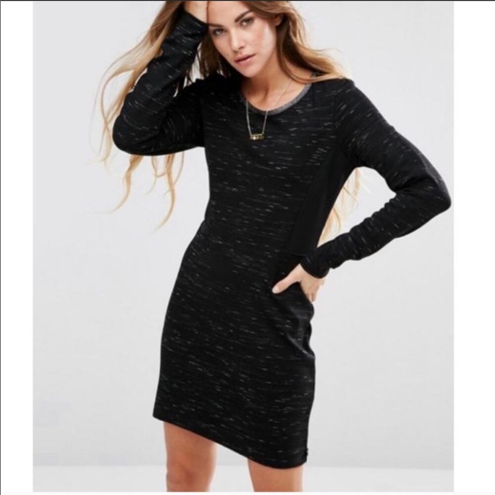 Madison Scotch Bouidor Black Sweatshirt Knit Mini Dress 2P